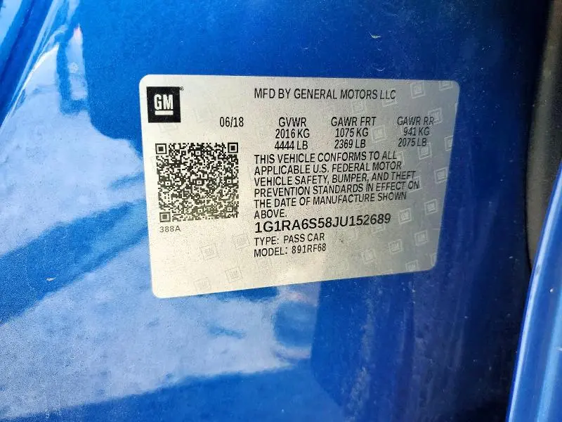 2018 CHEVROLET VOLT LT  