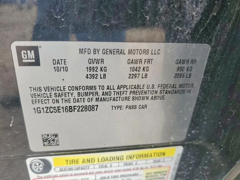 2011 CHEVROLET MALIBU 1LT  