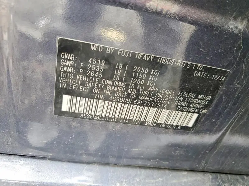 2015 SUBARU LEGACY 2.5I LIMITED  