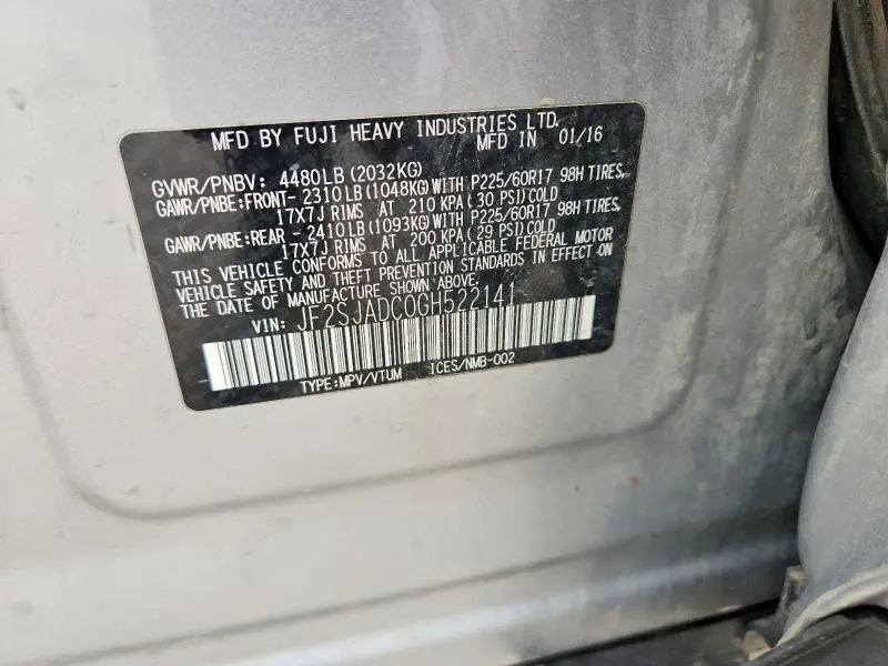 2016 SUBARU FORESTER 2.5I PREMIUM  