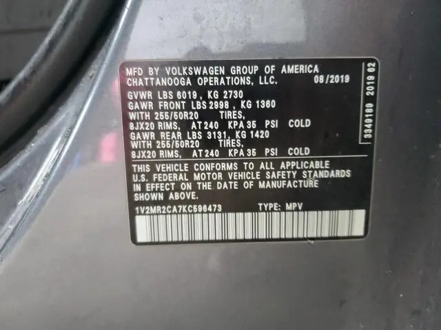 2019 VOLKSWAGEN ATLAS SEL