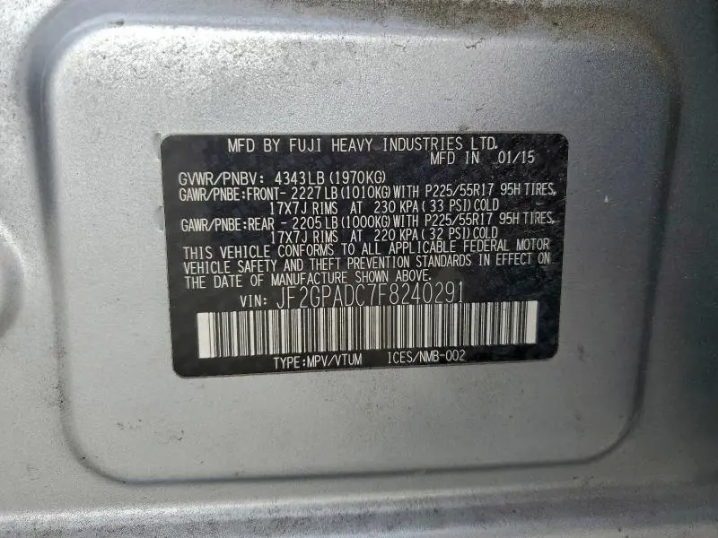 2015 SUBARU XV CROSSTREK 2.0 PREMIUM  