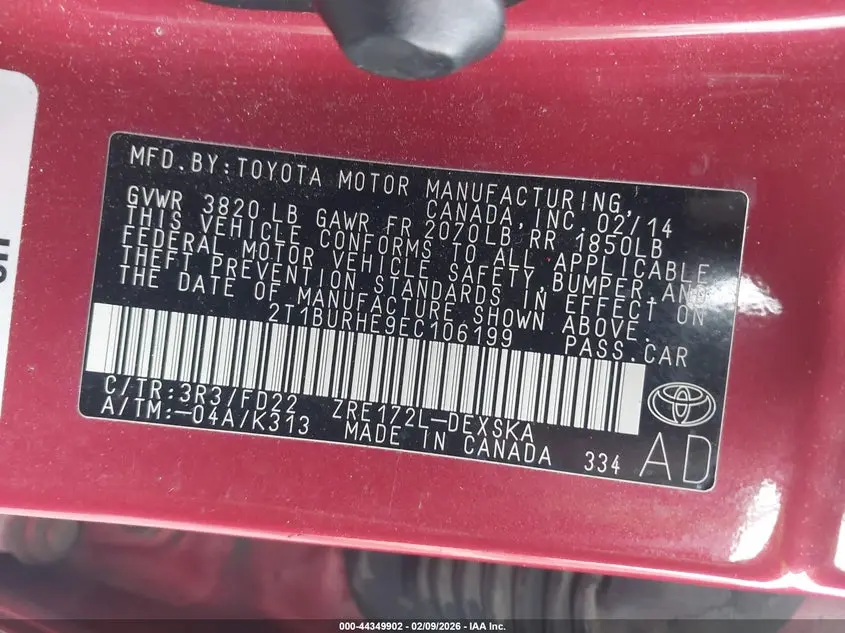 2014 TOYOTA COROLLA S PLUS