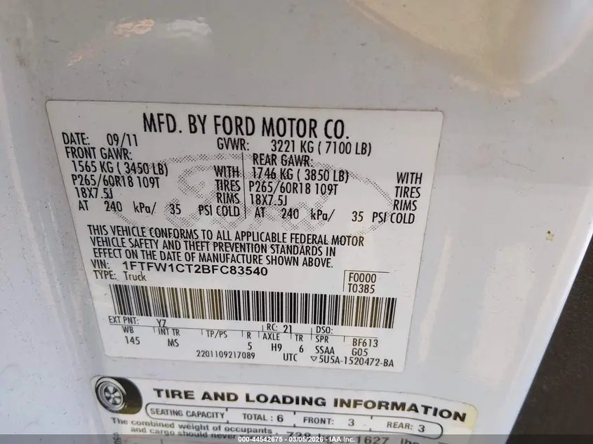 2011 FORD F-150 XLT