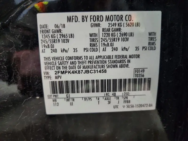 2018 FORD EDGE TITANIUM  