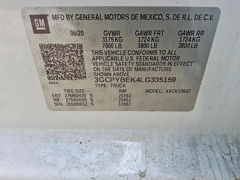 2020 CHEVROLET SILVERADO K1500 CUSTOM  