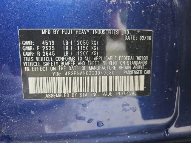 2016 SUBARU LEGACY 2.5I LIMITED  