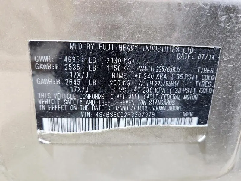 2015 SUBARU OUTBACK 2.5I PREMIUM  