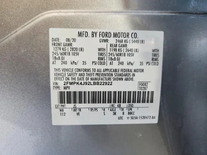 2020 FORD EDGE SEL  