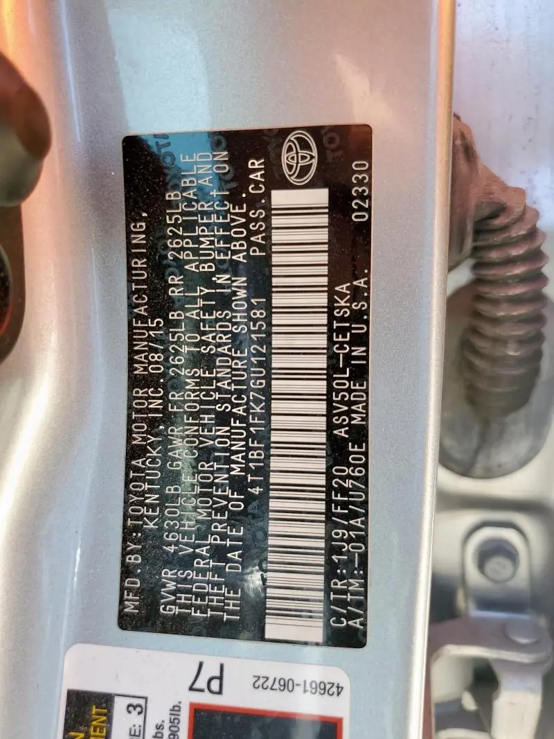 2016 TOYOTA CAMRY LE  