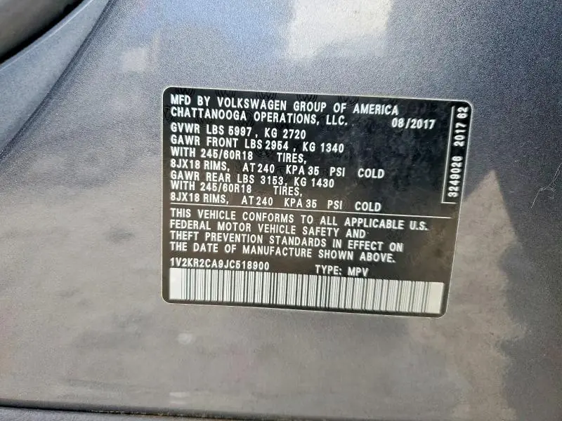 2018 VOLKSWAGEN ATLAS SE  