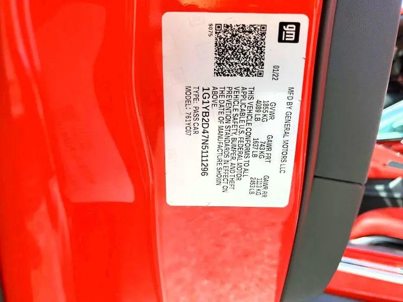 2022 CHEVROLET CORVETTE STINGRAY 2LT  