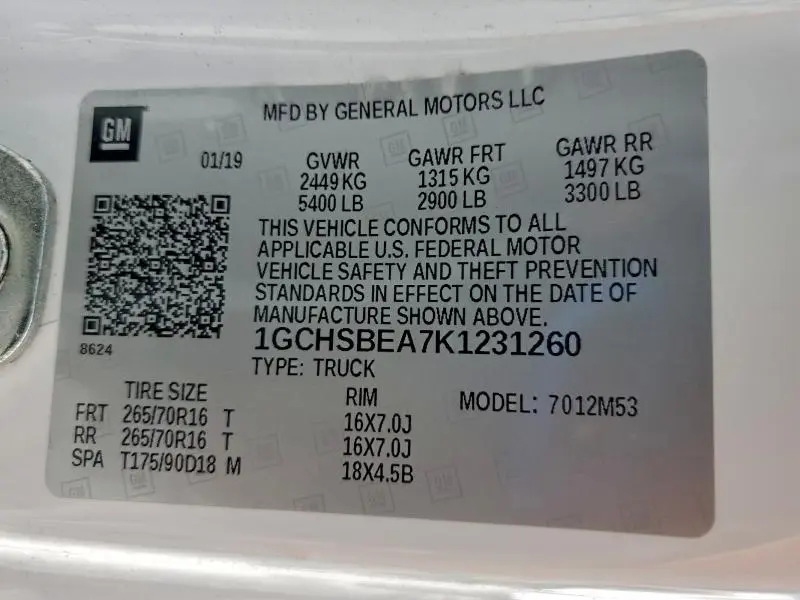 2019 CHEVROLET COLORADO   