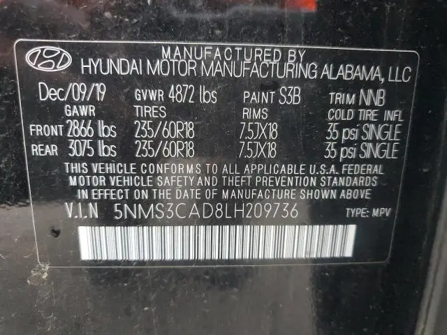2020 HYUNDAI SANTA FE SEL  