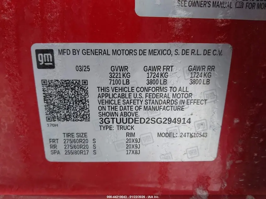 2025 GMC SIERRA 1500 4WD  SHORT BOX SLT