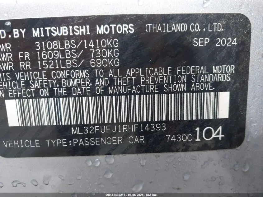 2024 MITSUBISHI MIRAGE G4 LE