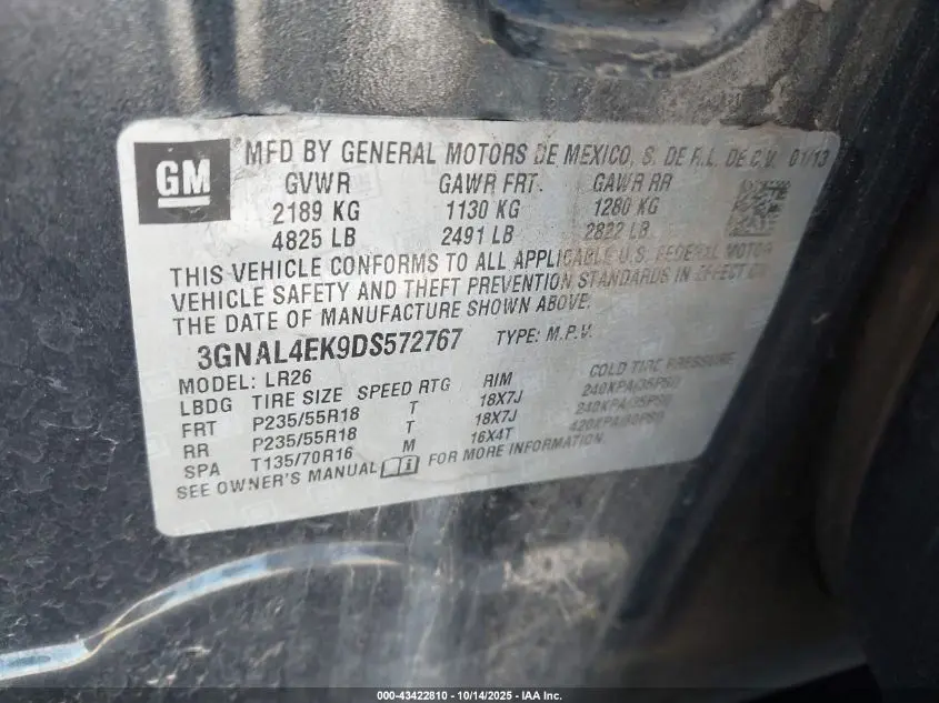 2013 CHEVROLET CAPTIVA SPORT LTZ