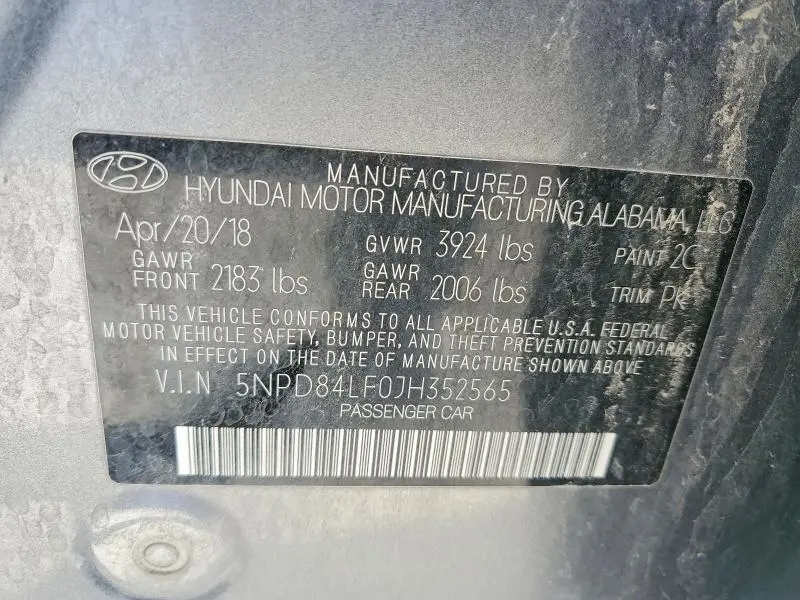 2018 HYUNDAI ELANTRA SEL  