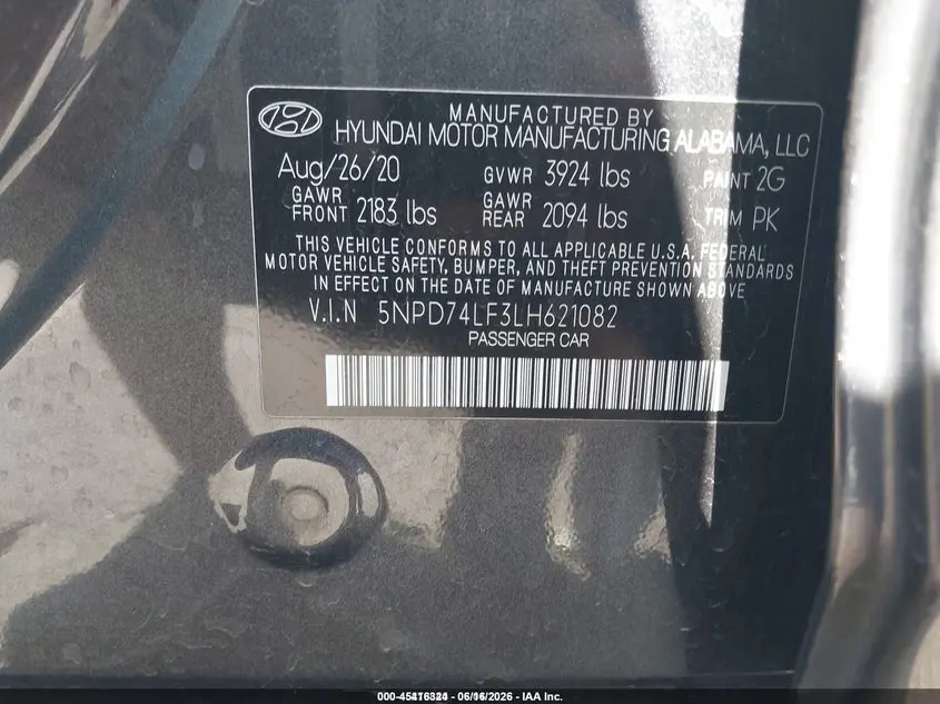 2020 HYUNDAI ELANTRA SE