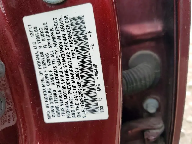 2012 HONDA CIVIC EXL  