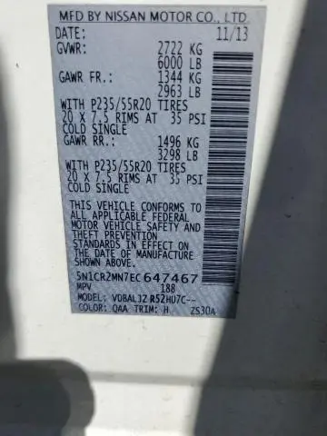 2014 NISSAN PATHFINDER SV HYBRID  