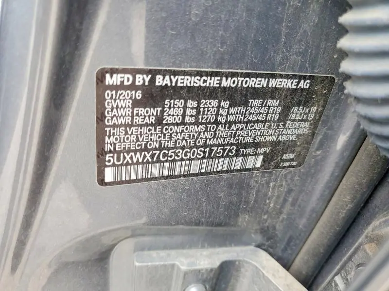 2016 BMW X3 XDRIVE35I  