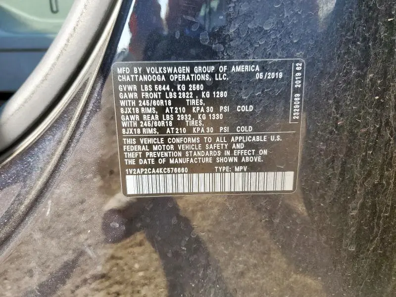 2019 VOLKSWAGEN ATLAS S