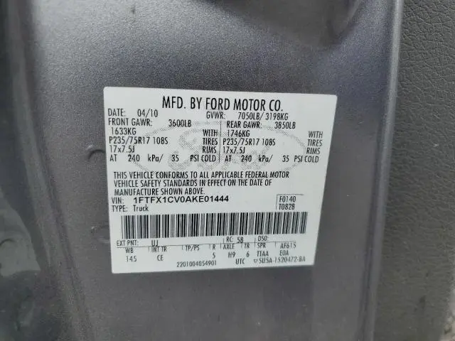 2010 FORD F150 SUPER CAB  