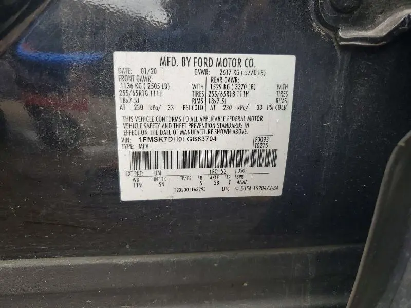 2020 FORD EXPLORER XLT  