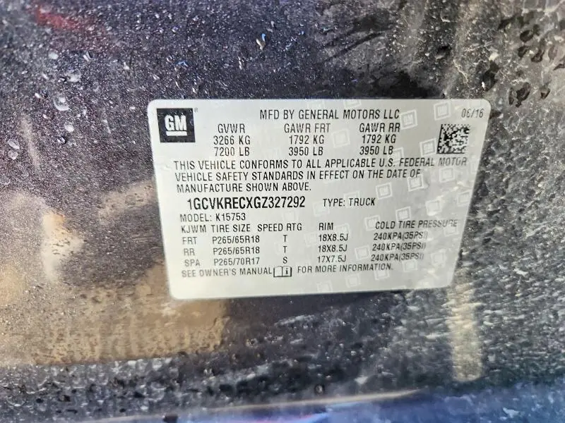 2016 CHEVROLET SILVERADO K1500 LT  