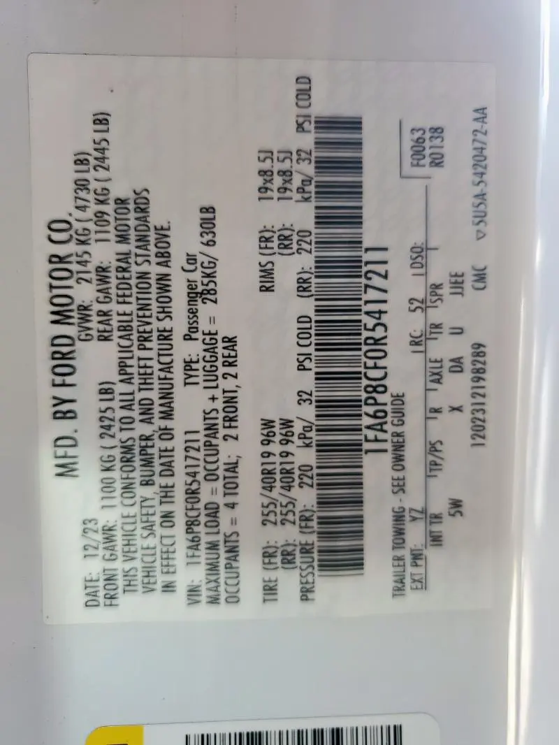 2024 FORD MUSTANG GT  