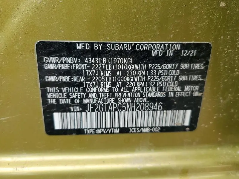 2022 SUBARU CROSSTREK PREMIUM  