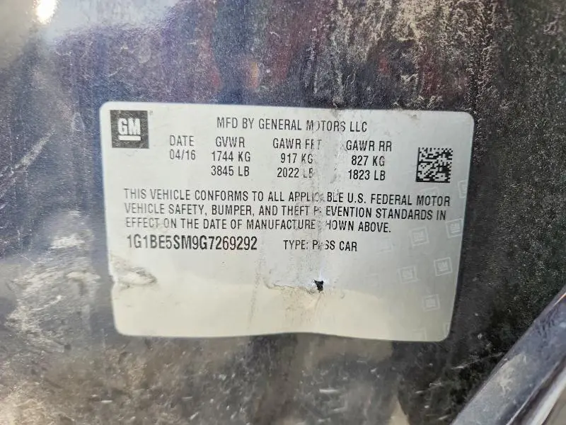 2016 CHEVROLET CRUZE LT  