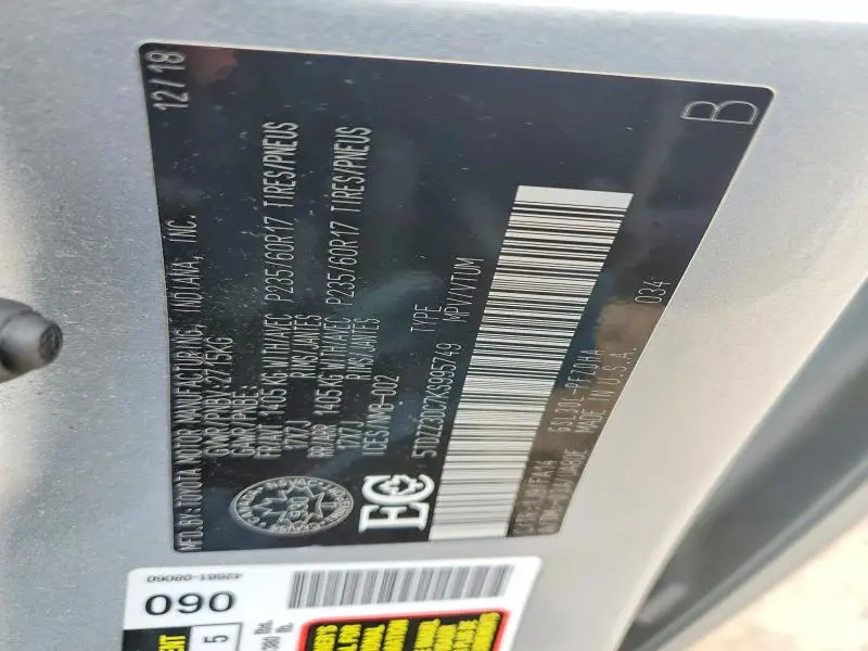 2019 TOYOTA SIENNA L 7-PASSENGER  