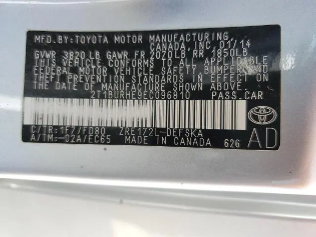 2014 TOYOTA COROLLA L  