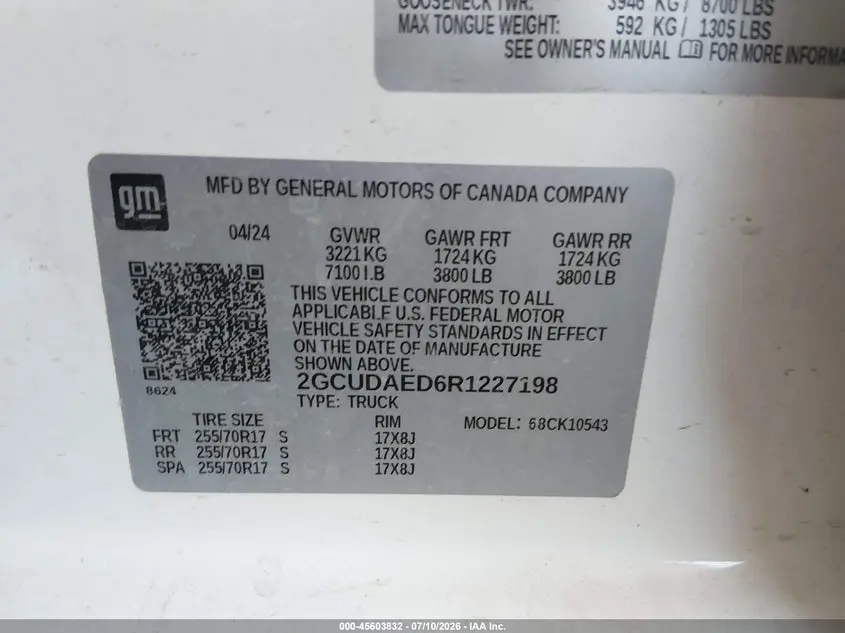 2024 CHEVROLET SILVERADO 1500 4WD  SHORT BED WT