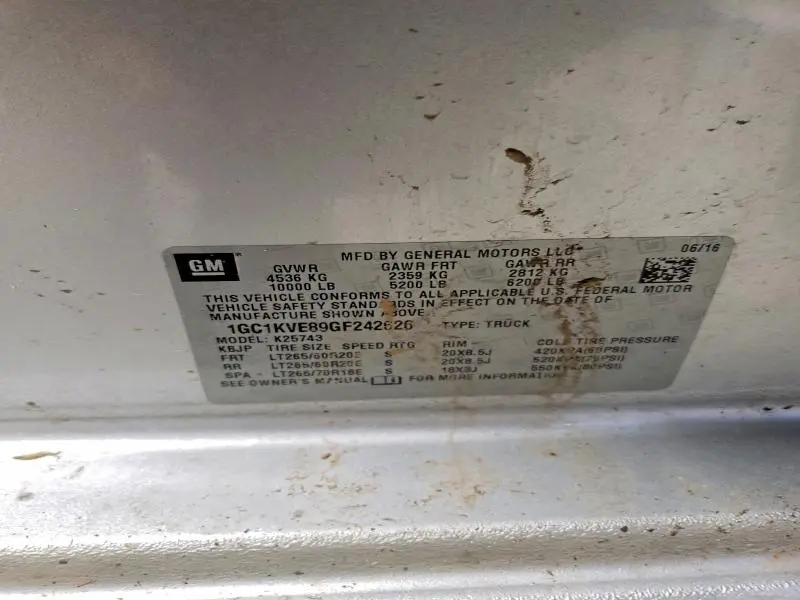 2016 CHEVROLET SILVERADO K2500 HEAVY DUTY LT  