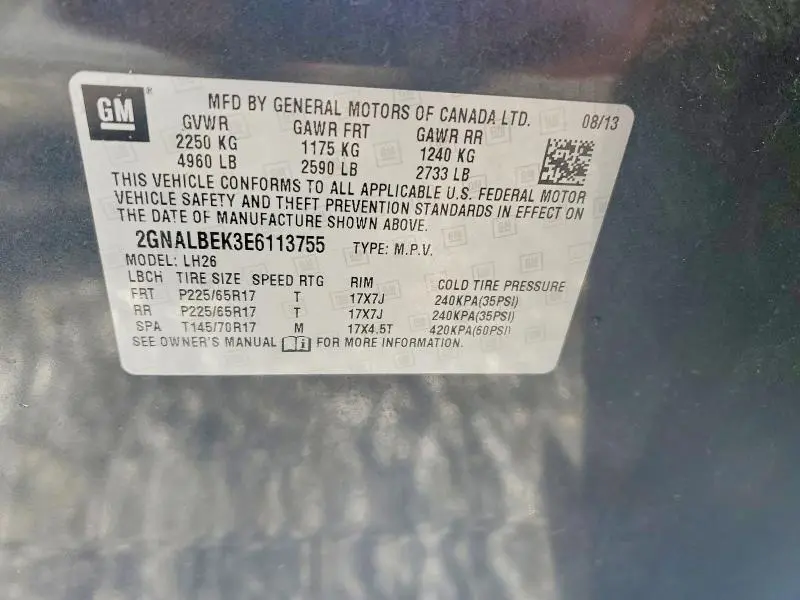 2014 CHEVROLET EQUINOX LT  