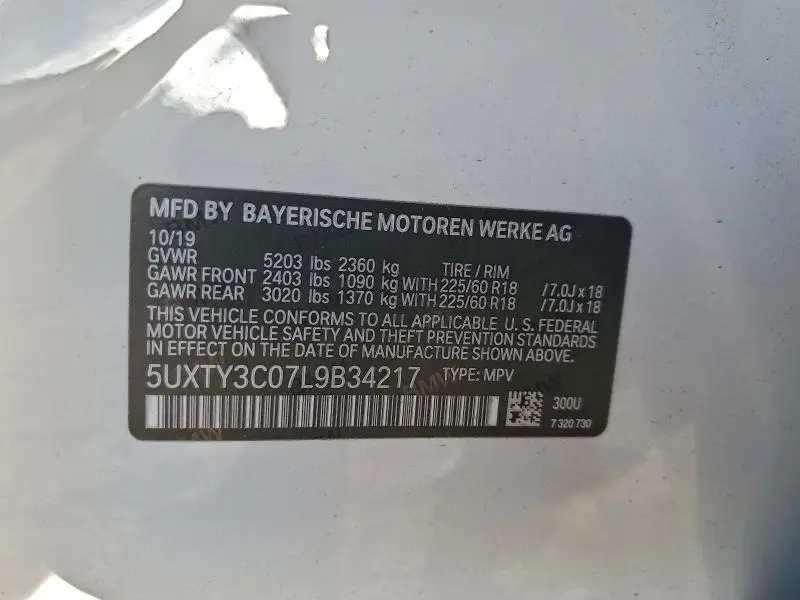 2020 BMW X3 SDRIVE30I  