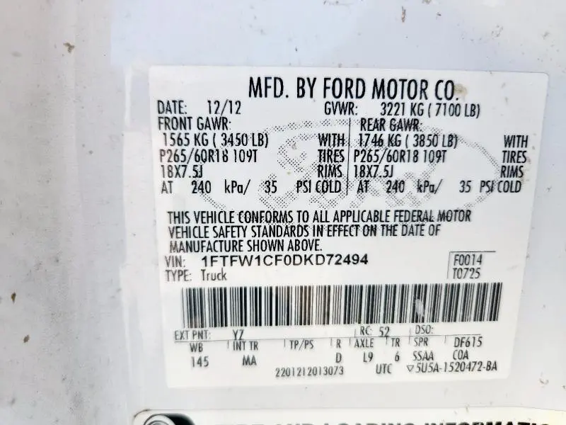 2013 FORD F150 SUPERCREW  