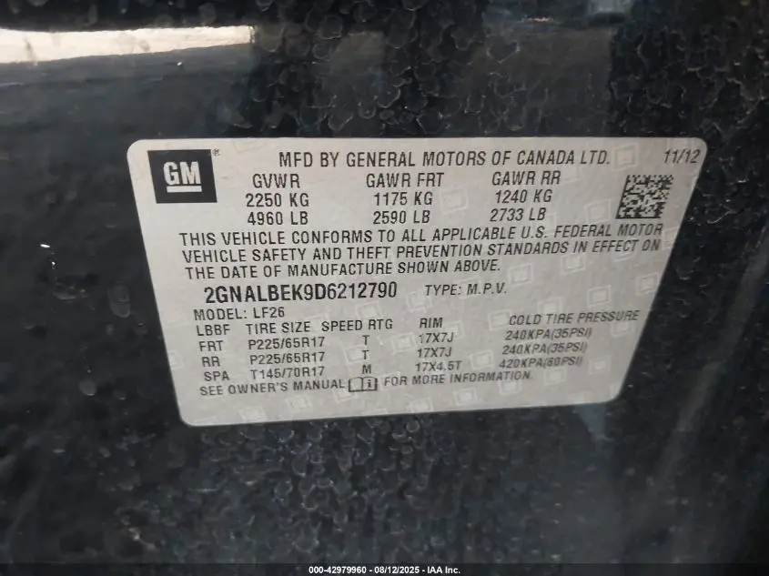 2013 CHEVROLET EQUINOX LS