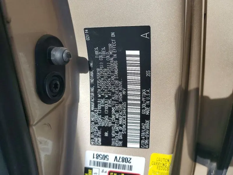2014 TOYOTA SIENNA LIMITED 7-PASSENGER  