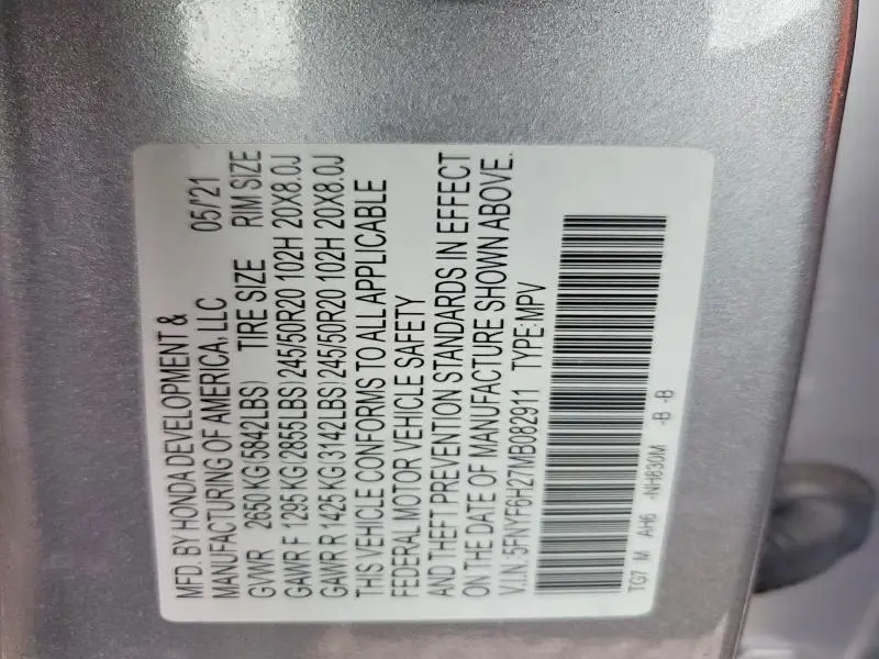 2021 HONDA PILOT SE  