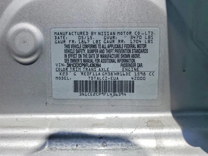 2015 NISSAN VERSA NOTE S PLUS  