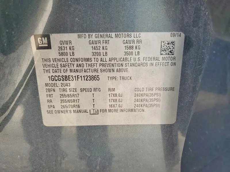 2015 CHEVROLET COLORADO LT  