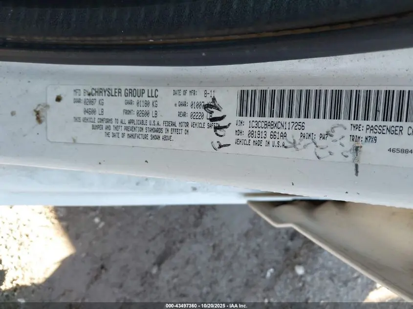 2012 CHRYSLER 200 LX