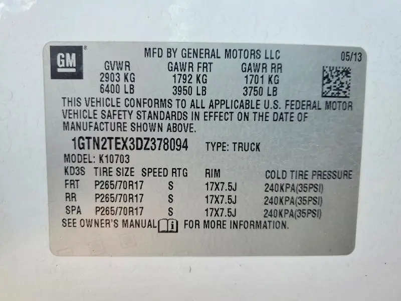 2013 GMC SIERRA K1500  