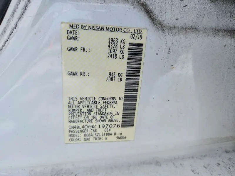 2019 NISSAN ALTIMA 2.5 SR  