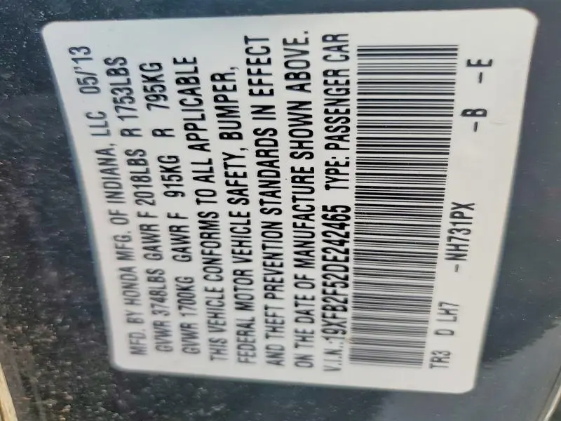 2013 HONDA CIVIC LX  