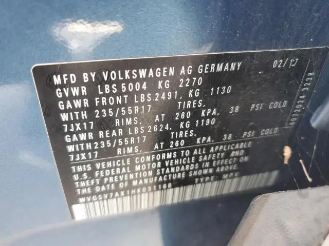 2017 VOLKSWAGEN TIGUAN WOLFSBURG  